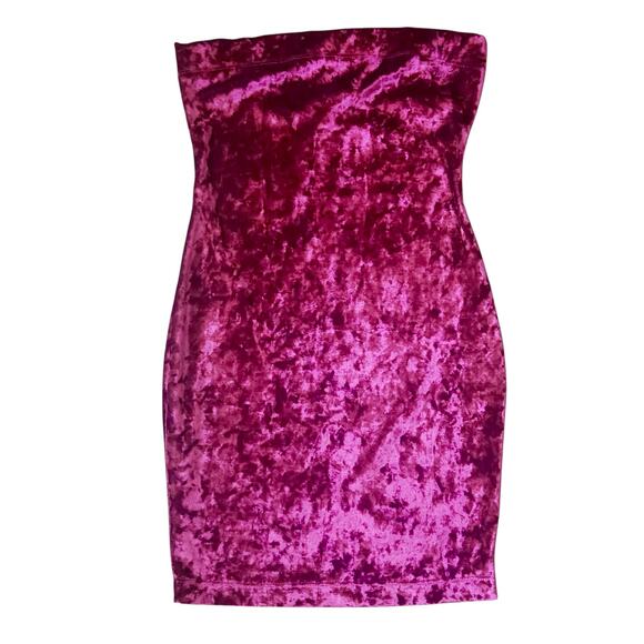 STEPS NY Vintage Crushed Velvet Strapless Bodycon Dress Y2K 90 Small Baddie - Picture 2 of 5